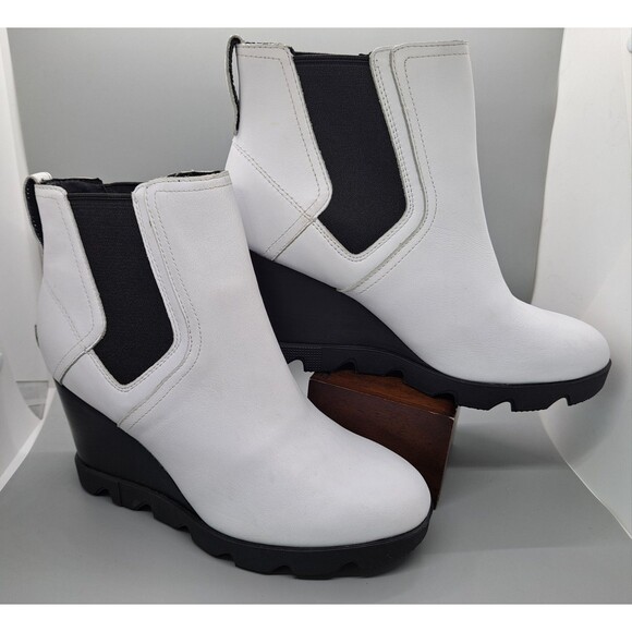 Sorel Shoes - SOREL Joan Uptown Chelsea Wedge Boot White Size 8 Women Leather Black NL3952-100